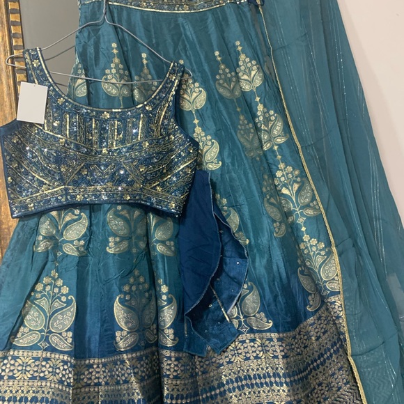 Pure banarsi silk lengha with hand embroidery blouse - Picture 7 of 10